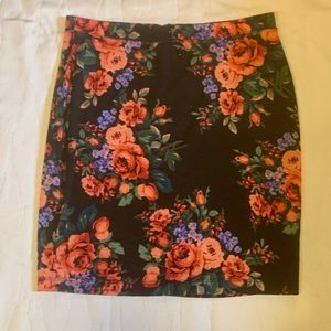 Black Floral Pencil Skirt